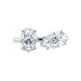 Two Stone Oval & Pear Diamond Engagment Ring